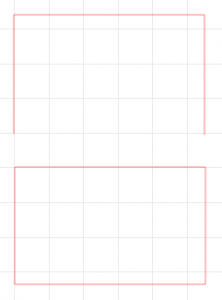 2. Vom oberen Rechteck lösen wir auf einer Seite den Pfad des Eckpunktes und löschen dann die untere Linie.