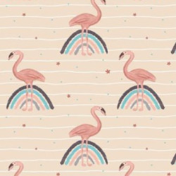 Baumwolljersey - Flamingos & Regenbögen