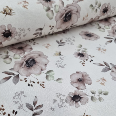 Baumwolljersey - Blüten Erdtöne