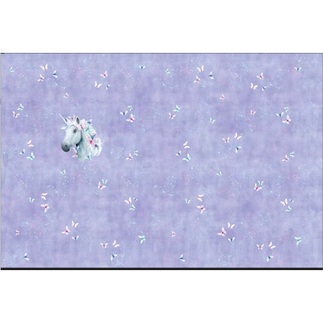 Glitzerpüppi Baumwolljersey Panel - Unicorn & Butterflies