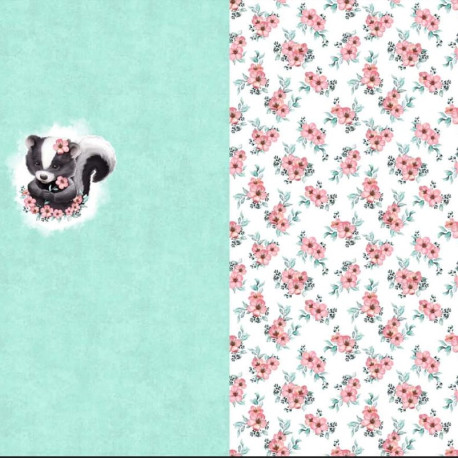 Glitzerpüppi Baumwolljersey Panel - Stinktier Blumen