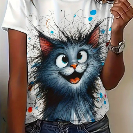 Jersey Panel Stoffkids - Happy Cat