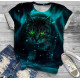 Jersey Panel Stoffkids - Katze petrol