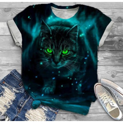 Jersey Panel Stoffkids - Katze petrol