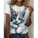 Jersey Panel Stoffkids - Katze weiss-petrol