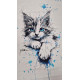 Jersey Panel Stoffkids - Katze weiss-petrol