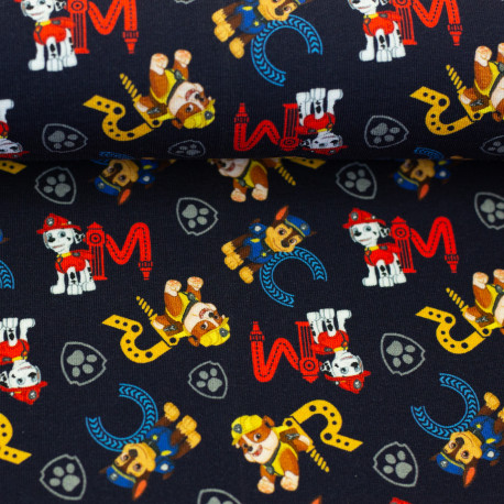 Baumwolljersey Paw Patrol - Hunde mit Buchstaben