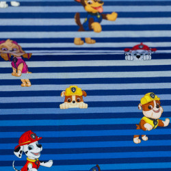 Baumwolljersey Paw Patrol - Hunde Streifen blau
