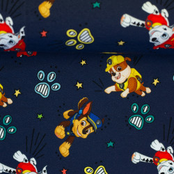 Baumwolljersey Paw Patrol - Chase, Rubble & Marshall dunkelblau