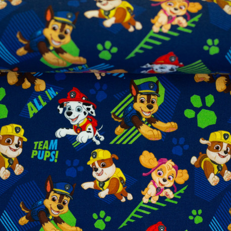 Baumwolljersey Paw Patrol - Skye, Chase & Marshall dunkelblau