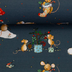 Baumwolljersey Lathi - Mäuse Weihnachten
