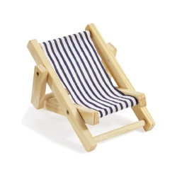 Mini-Utensilien Liegestuhl 10 cm, blau-weiss