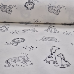 Baumwolljersey Giraffe & Löwe