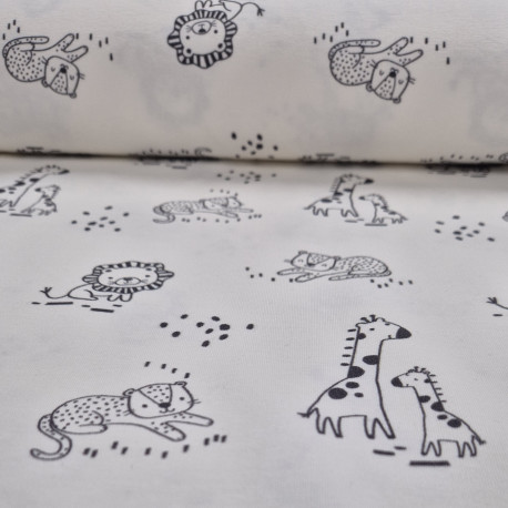 Baumwolljersey Giraffe & Löwe