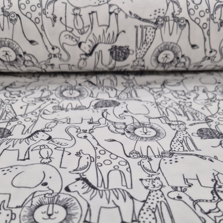 Baumwolljersey Tierzeichnungen
