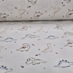 Baumwolljersey Dinos Skizze - wollweiss