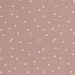 Baumwolljersey Herzen & Streifen -  Lavendel