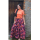 Leinen Mischgewebe Adria - Blüten fuchsia-bordeaux