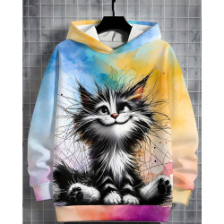 Jersey Panel Stoffkids - Katze (Regenbogen)
