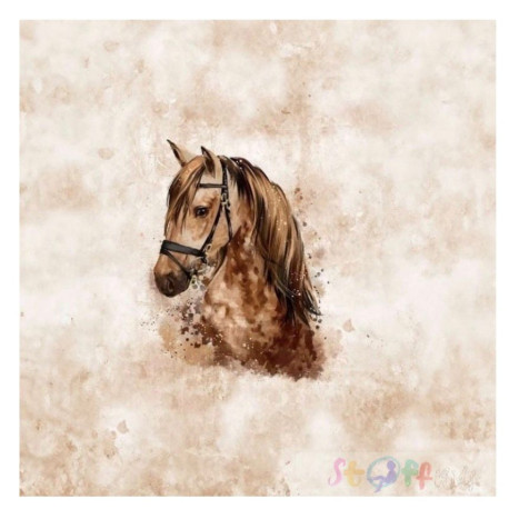 Jersey Panel Stoffkids - Pferd (beige)