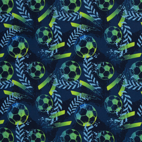 Baumwollwebware Fussball grün/blau