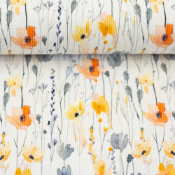 Rippjersey Hermine - Mohnblumen