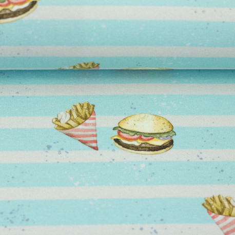 Beach "Pommes&Burger" - Baumwolljersey by Christiane Zielinski