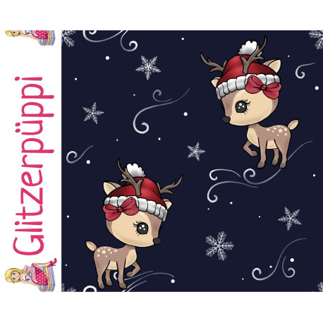 Glitzerpüppi French Terry - Weihnachtsreh