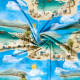 Baumwolljersey "Wimmelbild Strand"