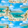 Baumwolljersey "Wimmelbild Strand"