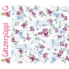 Glitzerpüppi French Terry - Schmetterlinge, wollweiss