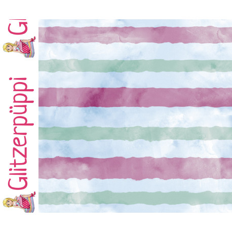 Glitzerpüppi French Terry - Watercolor-Streifen
