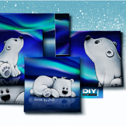 On the Rocks "Eisbär mit Polarlicht" - Kissenpanel by Thorsten Berger