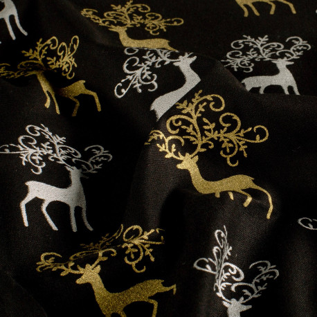 Baumwoll-Popeline "Weihnachtsstoffe", schwarz
